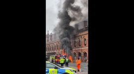 UK: Van Bursts Into Flames Outside St Pancras International in London