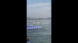 Jet ski rider performs impressive underwater nosedive