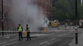 UK: Van Bursts Into Flames Outside St Pancras International in London 2