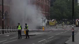 Van fire sparks panic outside St Pancras train station in London