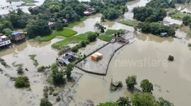 India: An aerial view of a flooded village in Ghatal 3