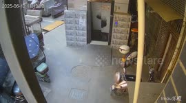 Pensioner riding motor trike crashes into lift and disappears down shaft