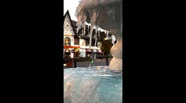 Fountain freezes as temperatures drop in Brazil