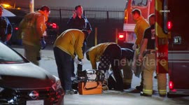 US, Los Angeles: Downtown Los Angeles ADW With Vehicle Leaves Man In Critical Condition Graphic Content