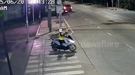 Drunk driver drags motorcycle injuring family in Bangkok