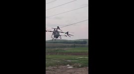 Drone gets stuck on power line in Inner Mongolia, China