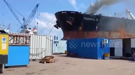 Four dead and five injured in oil tanker explosion at shipyard in Indonesia