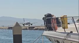 Dramatic British Airways Takeoff: Soaring Over Gibraltar’s Iconic Runway and Mediterranean Views
