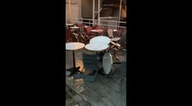 Restaurant damaged as heavy storm batters Paris