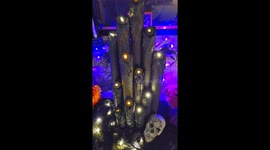 Girl transforms pool noodles into spooky candles for Halloween fun
