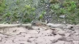 Truck swept away during severe floods in northern India