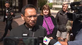San Diego Catholic Bishop escorts immigrant to court hearings in San Diego Federal Court in honor of World Refugee Day