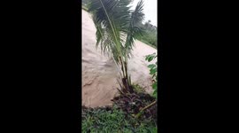 Raging flood erodes riverbank amid monsoon rains in the Philippines