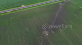 Drone shows birdseye view of Minnesota tornado path and destruction