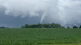 Tornado spotted south of Lake City, Minnesota, USA