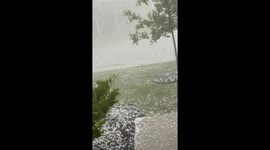Severe hailstorm and strong winds sweep through Atlanta, Georgia, USA