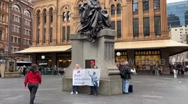 Banner held saying ‘Protect our Australian Heritage’ in Sydney, Australia