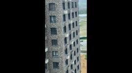 Dog rescued after 12th-floor fall onto AC unit in Yuzhno-Sakhalinsk, Russia