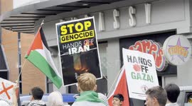 UK protesters march for “Free Palestine” in Peterborough, UK