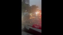Paris road submerged by flood water