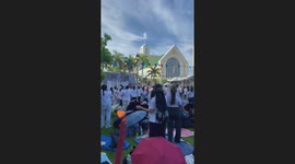 Jesus apparition seen from second angle above church in the Philippines