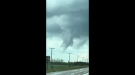 Funnel cloud spotted during stormy drive in Humboldt, Canada