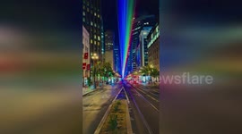 US: Huge 4.1 Mile Laser Pride Flag Blazes Across San Francisco Sky