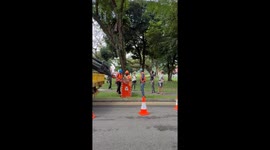 Wildlife staff use cherry picker crane to return fallen owl chick into nest