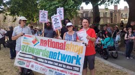 Welfare not Warfare demonstrators oppose UK government's plans bolster military spending