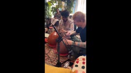 Ed Sheeran jams on ghatam in Mumbai, India