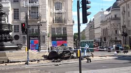 BMW crash scene at Piccadilly Circus on Sunday 29 June 2025