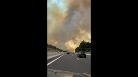 Large Wildfire Erupts Near A61 Motorway Outside Narbonne