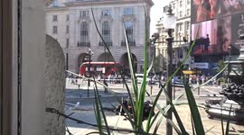 Piccadilly Circus BMW crash site from Lillywhites window - 29 June 2025
