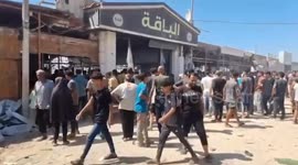 Aftermath of an Israeli air attack on a Gaza cafe