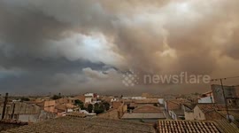 Giant Wildfire Sends Thick Smoke Over Urgel As Flames Devastate Fields