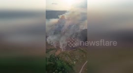 Spain: Helicopter Video Captures Wildfire Burning In Chaguazoso Mezquita While Firefighters Battle Blaze