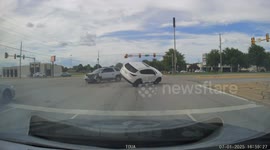Crossroad collision sees vehicle flip over in Oklahoma