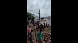 Under construction building collapsed during Heavy Rain in India