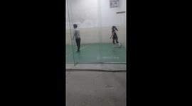 Volleyball strike hits player in the face during rally in Cochabamba, Bolivia