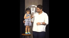 Toddler joins dad on stage for stand-up debut in Mumbai, India
