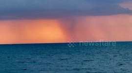 US: Lightning flashes during storm over Lake Ontario
