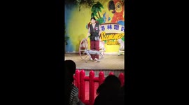 Robot dog demonstrates jumping skills on stage