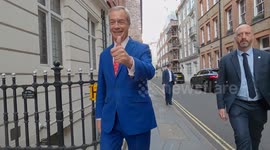 Reform UK Leader Nigel Farage arrives at The Spectator Magazine Summer Party in Westminster, Central London