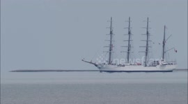 Peruvian Navy tall ship arrives on the Thames off Kent, UK