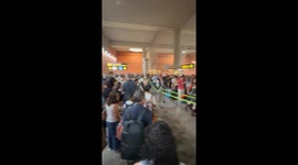 Overcrowding at Terminal 4, Barajas Airport, Madrid, Spain
