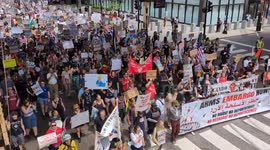 US: Protesters gather in Federal Plaza for Anti‑Trump Independence Day march in Chicago