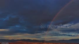 US: Magnificent Double Rainbow Dazzles Utah Sky