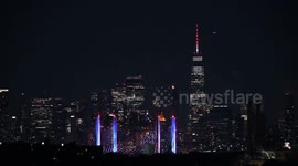 US: 4th Of July Fireworks Against New York City Skyline