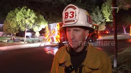 US, Los Angeles: Pasadena Garage Fire With Roof Collapse With Sound On Tape