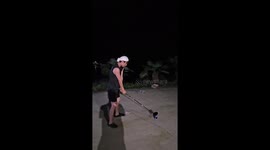 Hilarious moment as beginner golfer's EPIC swing fail leaves him on the ground